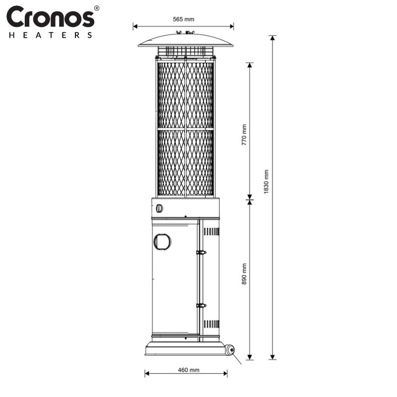 Parasol Grzewczy Cronos Ogrzewacz Tarasowy Gazowy Piramida Cheopsa Czarna 11 kW 1szt.