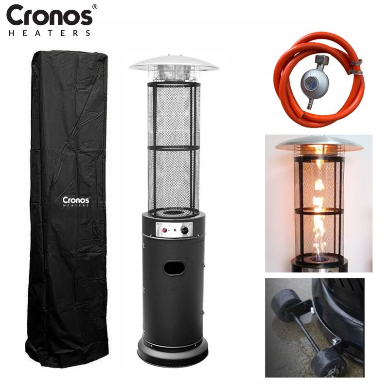 Parasol Grzewczy Cronos Ogrzewacz Tarasowy Gazowy Piramida Cheopsa Czarna 11 kW 1szt.