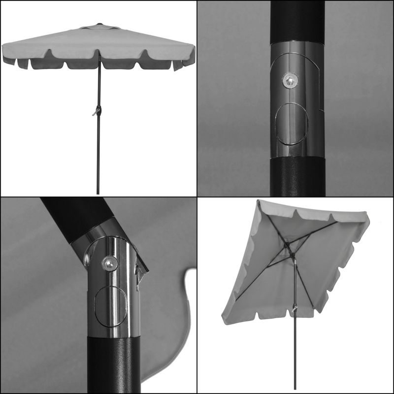 Parasol na taras i balkon Springos 240 cm na korbkę ogrodowy składany jasnoszary 1 szt.