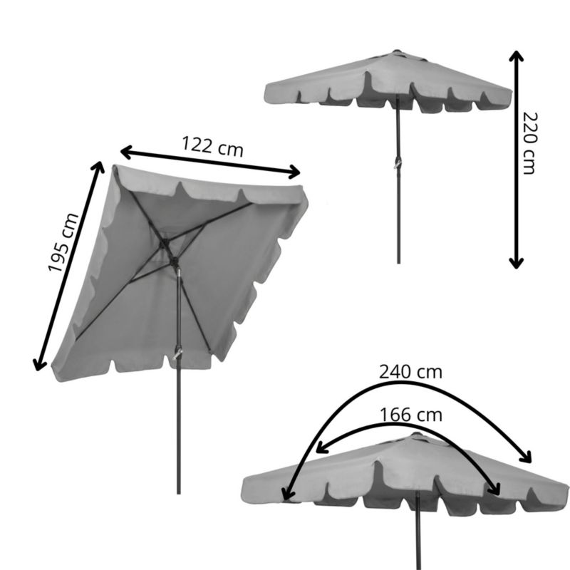 Parasol na taras i balkon Springos 240 cm na korbkę ogrodowy składany jasnoszary 1 szt.