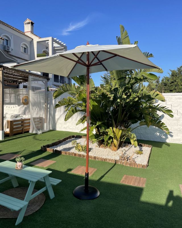Parasol ogrodowy 144 x 195 cm beżowy Flamenco 1 szt.