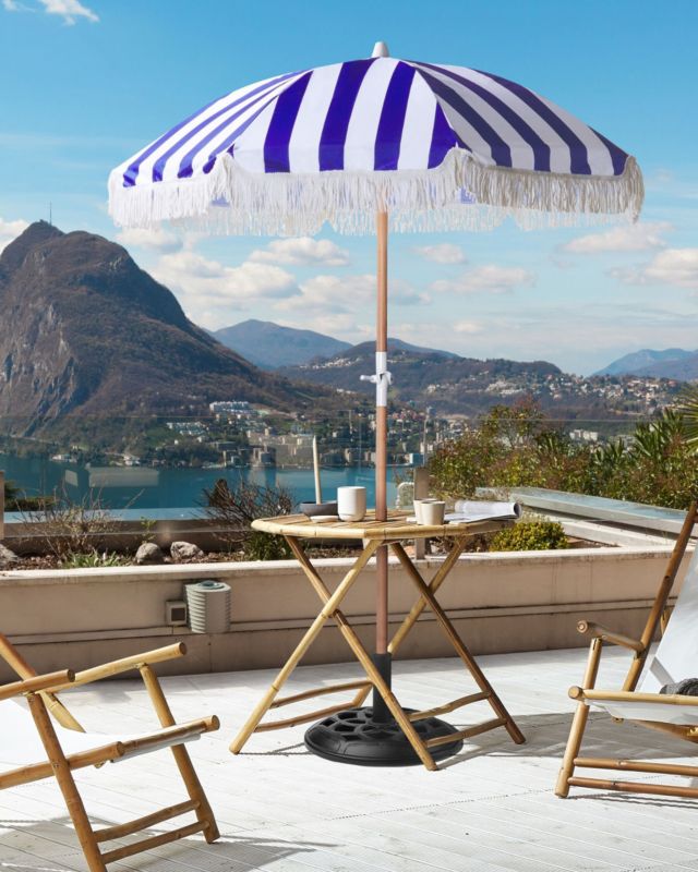 Parasol ogrodowy 150 cm niebieski z białym Mondello 1 szt.