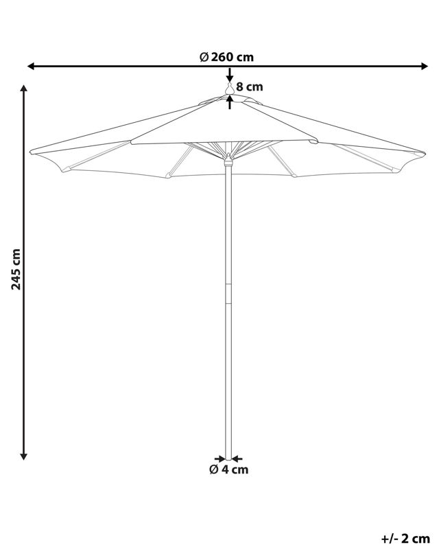 Parasol ogrodowy 260 cm beżowo-biały Ferentillo 1 szt.