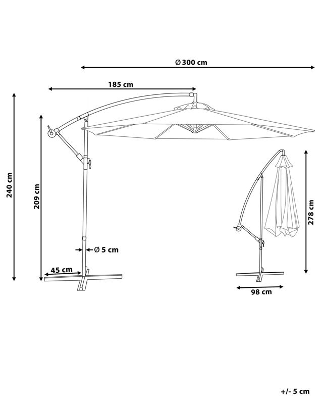 Parasol ogrodowy 300 cm szary Ravenna II 1 szt.