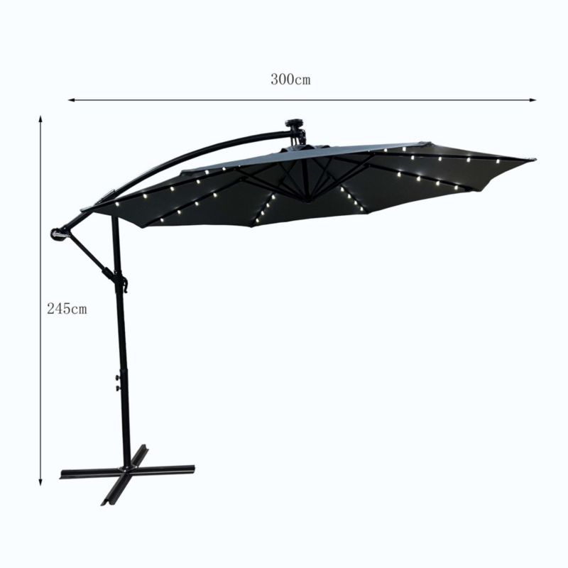 Parasol ogrodowy Akord Milin 300x300x245 cm oświetlenie LED ciemnoszary 1 szt.