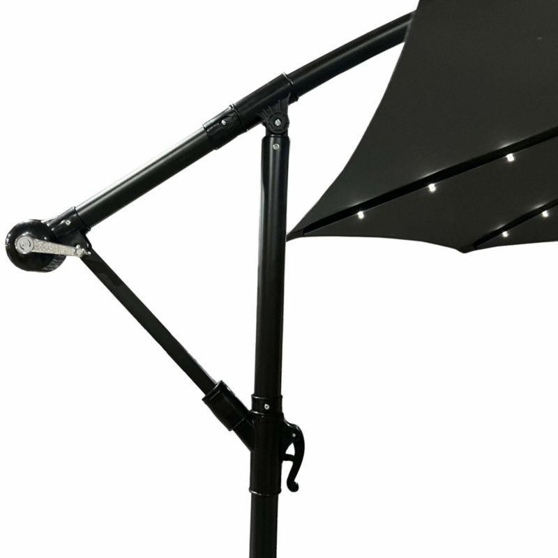 Parasol ogrodowy Akord Milin 300x300x245 cm oświetlenie LED ciemnoszary 1 szt.