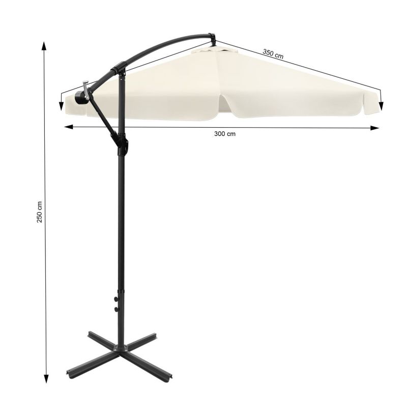 Parasol ogrodowy Bauerkraft składany 350 cm 8-ramienny, z pokrowcem, beżowy 1 szt.