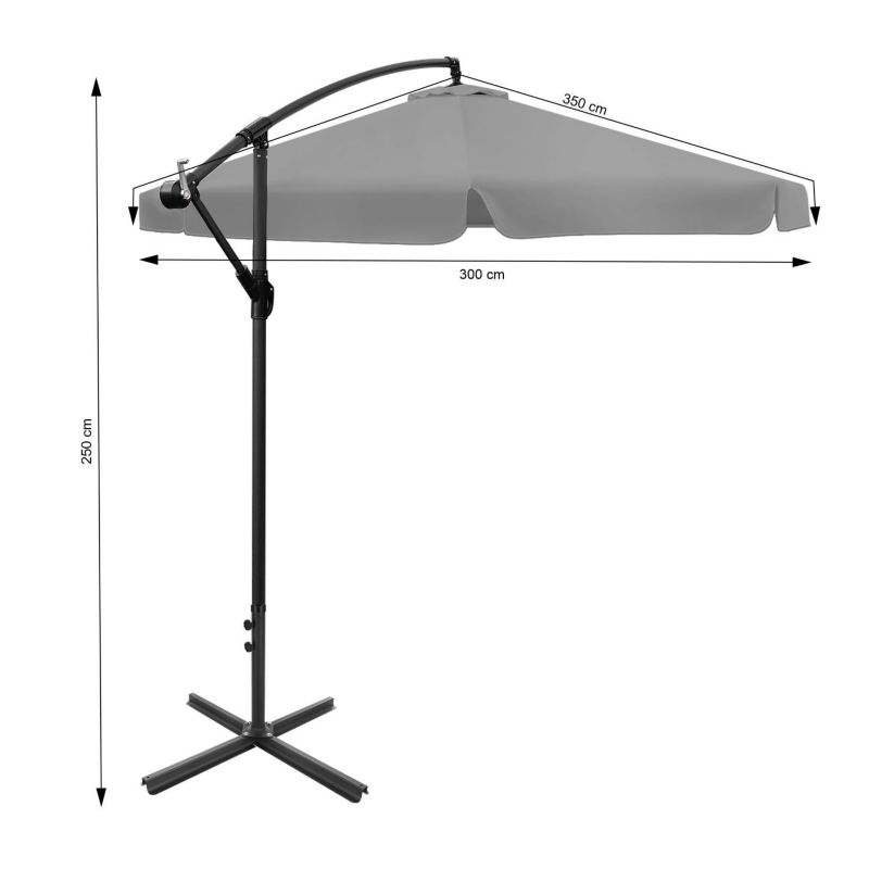 Parasol ogrodowy Bauerkraft składany 350 cm 8-ramienny, z pokrowcem, grafitowy 1 szt.