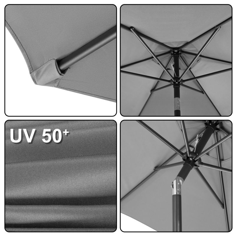 Parasol ogrodowy Bauerkraft składany regulowany 200 cm 50UV grafitowy 1 szt.