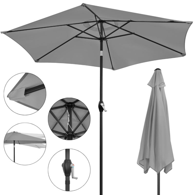 Parasol ogrodowy Bauerkraft składany regulowany 210 cm grafitowy 1 szt.