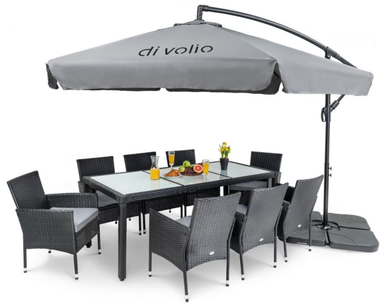 Parasol ogrodowy boczny z wysięgnikiem i regulacją 300 cm di volio Empoli Szary 1 szt.