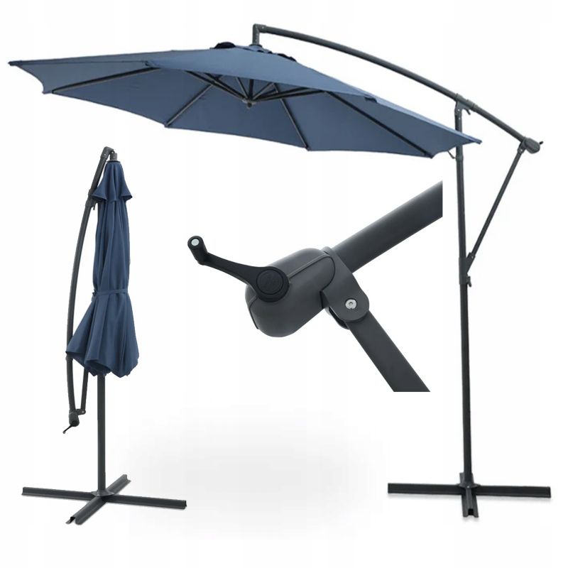 Parasol Ogrodowy Focus Garden Boczny Santorini z Wysięgnikiem Blue 3m 300cm - Wzmacniany 1 Szt