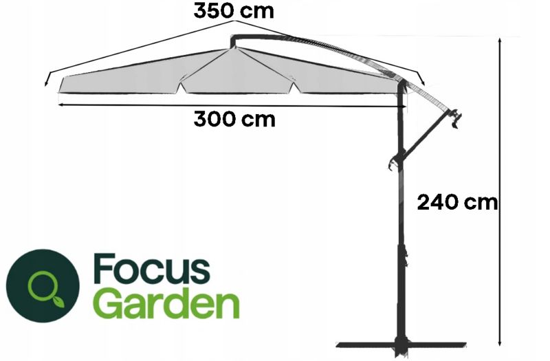 Parasol Ogrodowy Focus Garden Składany Boczny Santorini z Wysięgnikiem Beżowy 3m 1 Szt