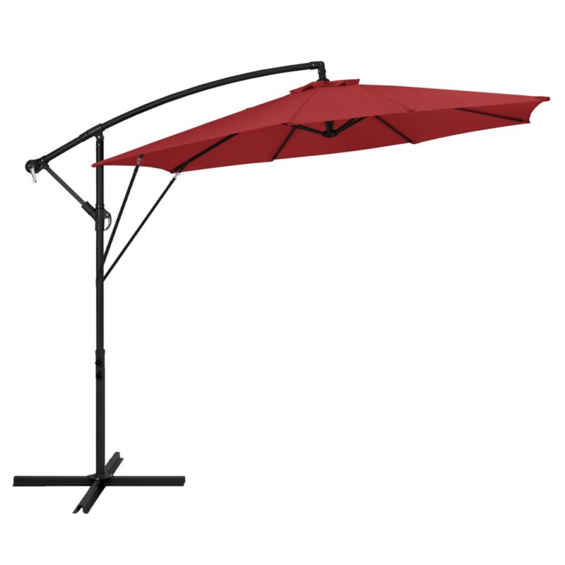 Parasol ogrodowy ML-Design czerwony 300 cm z korbką obrotowy 360 stopni posiada regulację kąta nachylenia pokrowiec stojak 1 szt