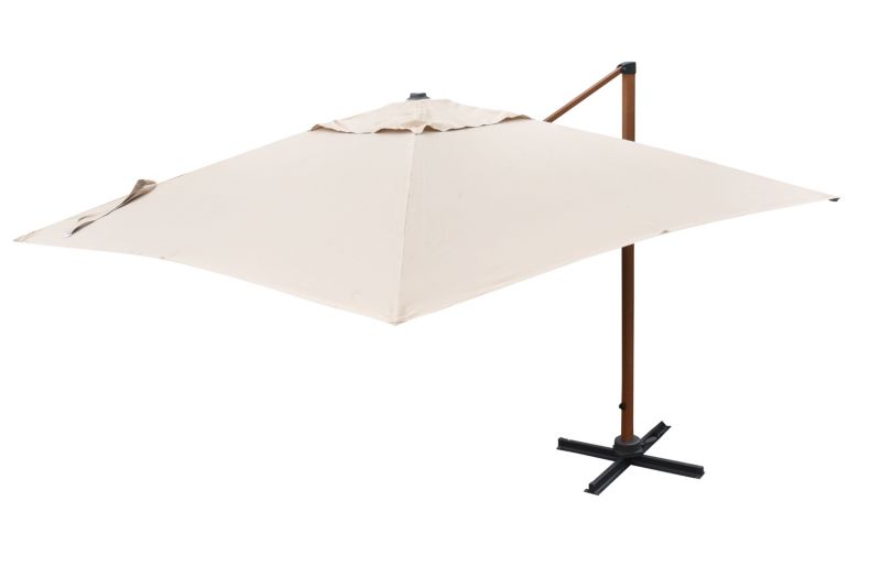 Grand Parasol Schneider Parasol Rhodos, Naturel, Carré 300 X 300 Cm, 782-02, Structure Aluminium/Acier, Housse Polyester, 24 Kg, La Nature Parasol Professionnel