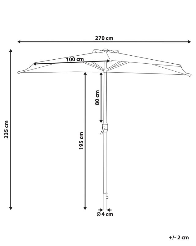 Parasol ogrodowy półokrągły 270 cm beżowy Galati 1 szt.