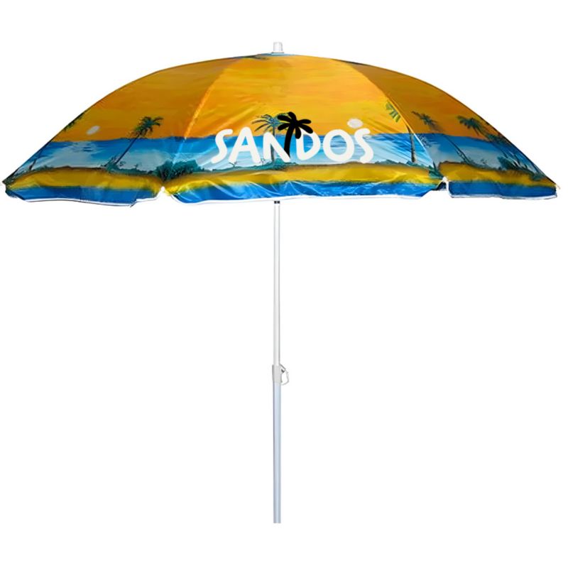 Parasol Ogrodowy Plażowy Sandos  Zolta Żółty160 Cm Regulowany Z Funkcją Przechyłu Pokrowiec 1 Szt.