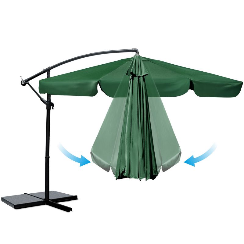 Parasol ogrodowy Plonos składany z wysięgnikiem 350cm 6 segmentów + pokrowiec zielony 1szt.