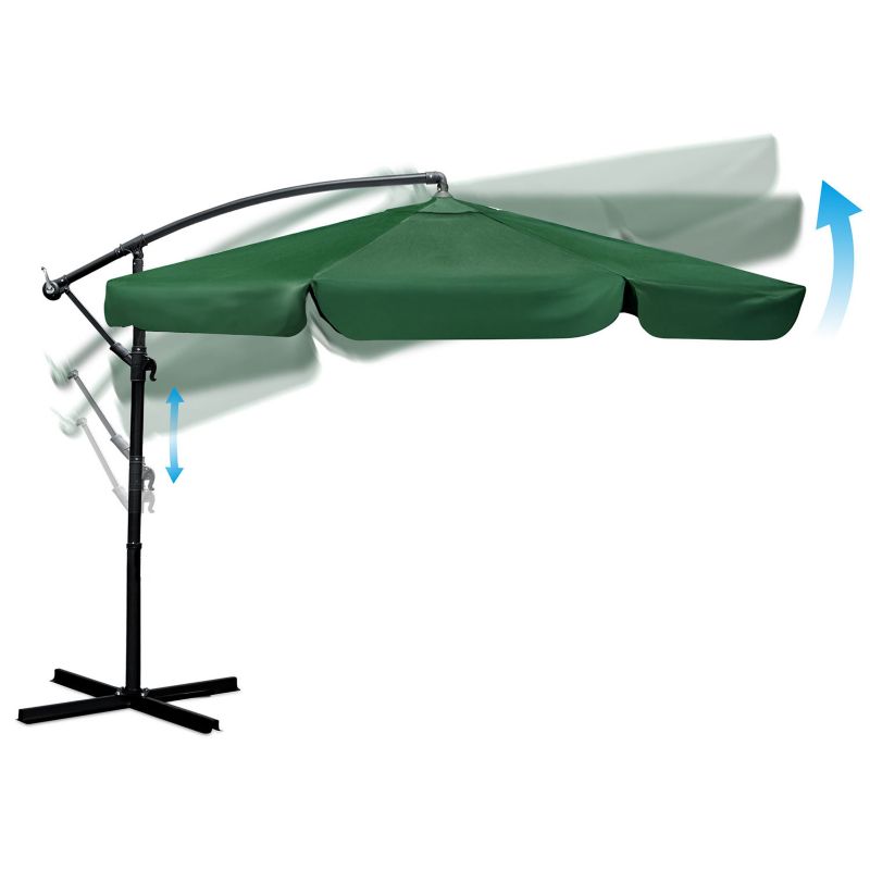 Parasol ogrodowy Plonos składany z wysięgnikiem 350cm 6 segmentów + pokrowiec zielony 1szt.