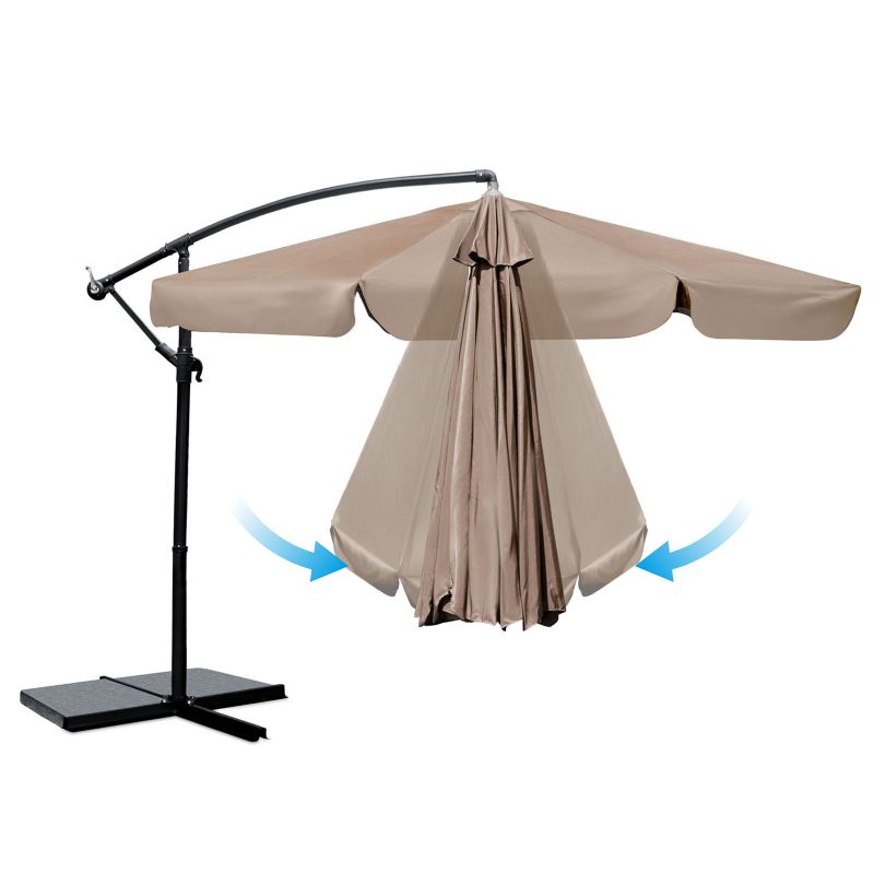 Parasol ogrodowy Plonos składany z wysięgnikiem 350cm 8 segmentów + pokrowiec beżowy 1szt.