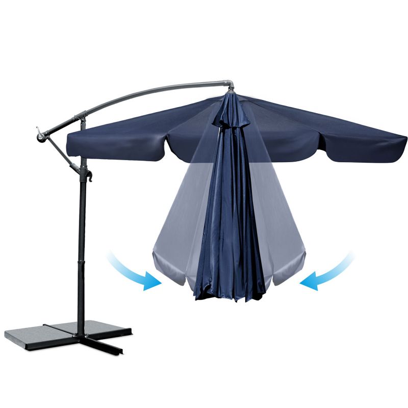 Parasol ogrodowy Plonos składany z wysięgnikiem 350cm 8 segmentów + pokrowiec granatowy 1szt.