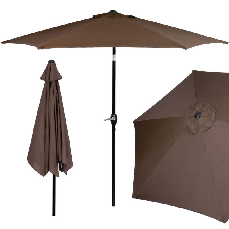 Parasol ogrodowy składany Springos 260 cm duży na balkon brązowy 1 szt.