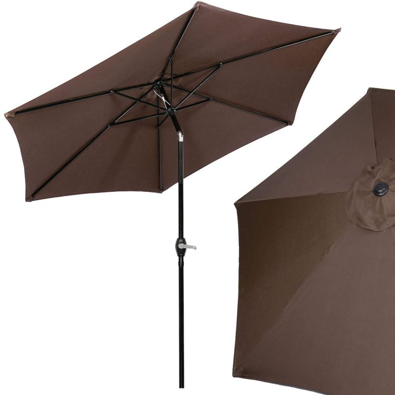 Parasol ogrodowy składany Springos 260 cm duży na balkon brązowy 1 szt.