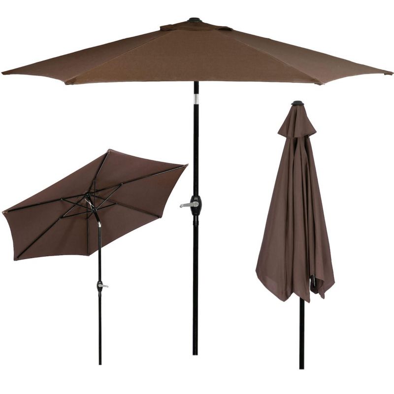 Parasol ogrodowy składany Springos 260 cm duży na balkon brązowy 1 szt.