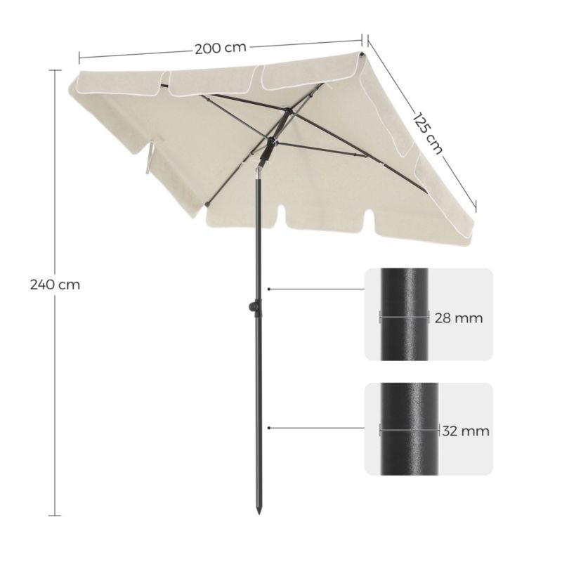 Parasol ogrodowy Songmics 200 x 125 cm beżowy 1 szt.