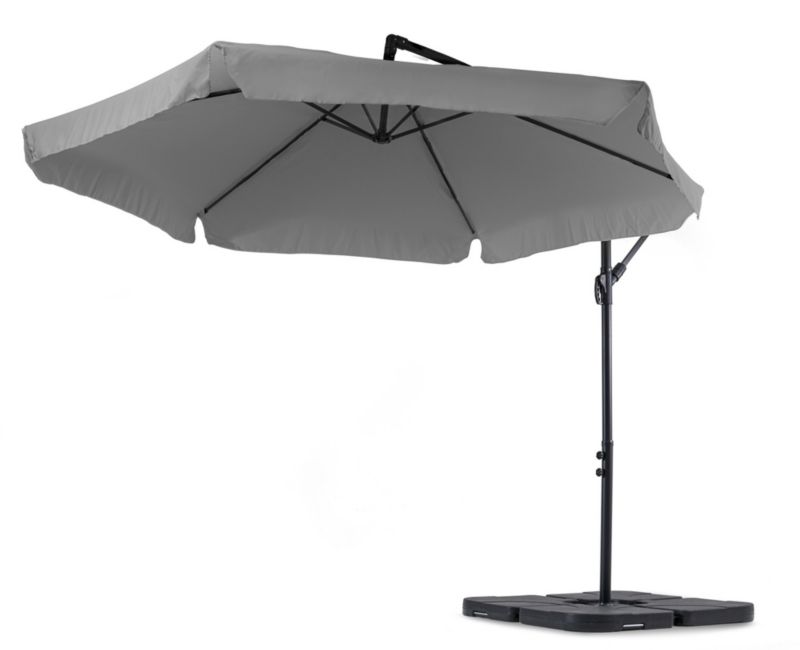 Parasol ogrodowy z podstawą boczny z wysięgnikiem i regulacją di volio Empoli Szary 1 szt.