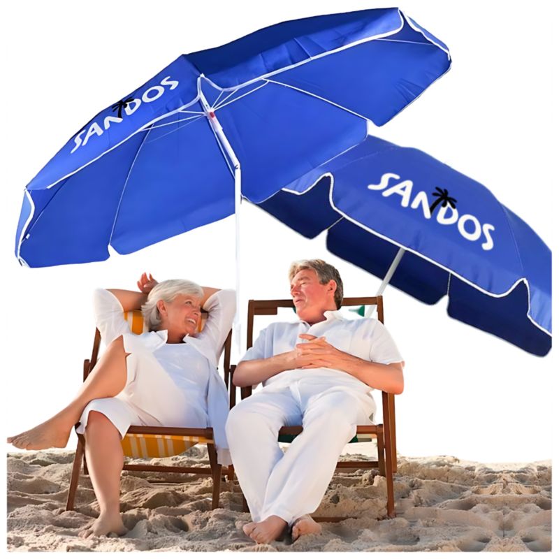 Parasol Ogrodowy Zolta Sandos Niebieski 160 Cm Z Regulacją I Pokrowcem 1 Szt.