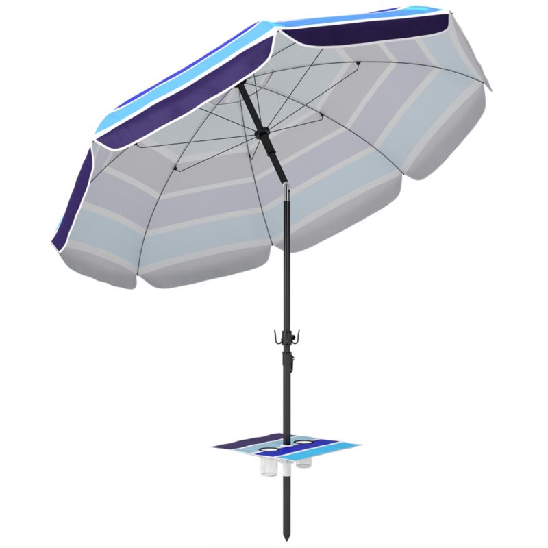 Parasol plażowy Artdesign średnica 198 cm UV30 z składanym stolikiem i uchwytami na napoje regulowany 1 szt.