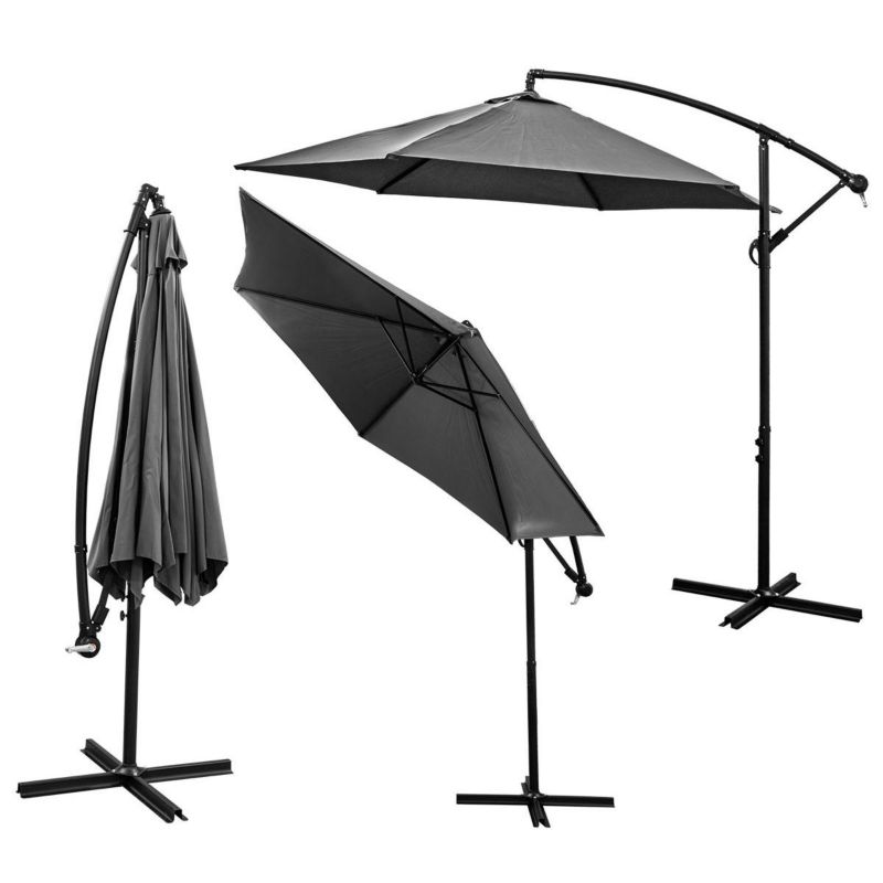 Parasol Saska Garden ogrodowy 300cm składany na wysięgniku szary antracyt 1szt