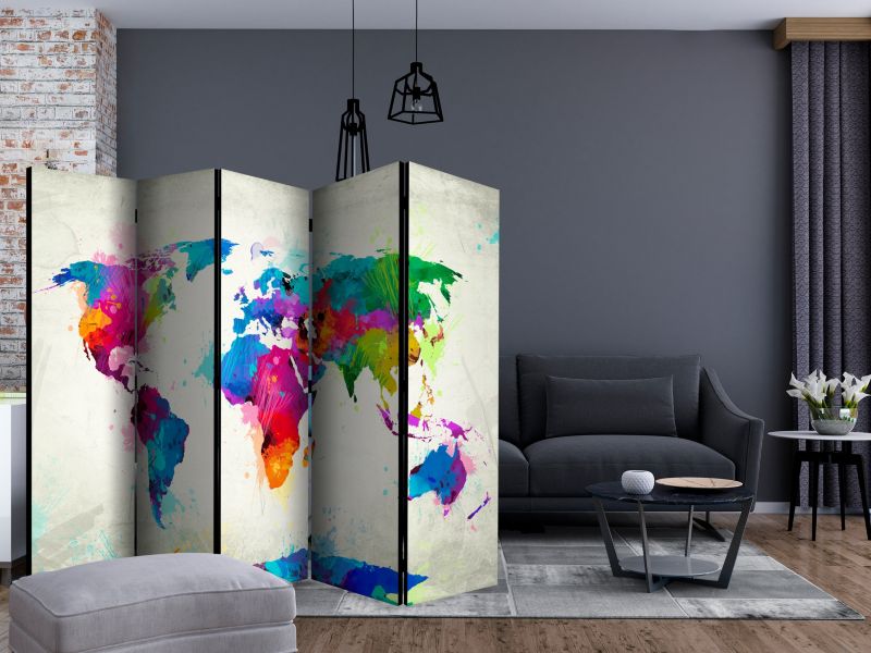 Parawan akustyczny Artgeist Mapy 225x172 cm Mapy 1 szt