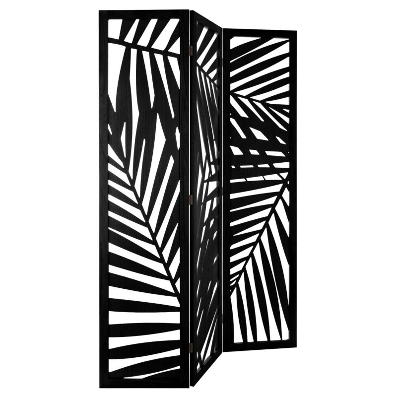Parawan drewniany Black Leafs Atmosphera czarny 170 x 120 cm 1 szt.