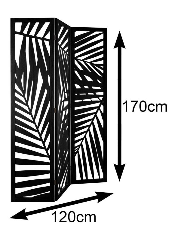 Parawan drewniany Black Leafs Atmosphera czarny 170 x 120 cm 1 szt.