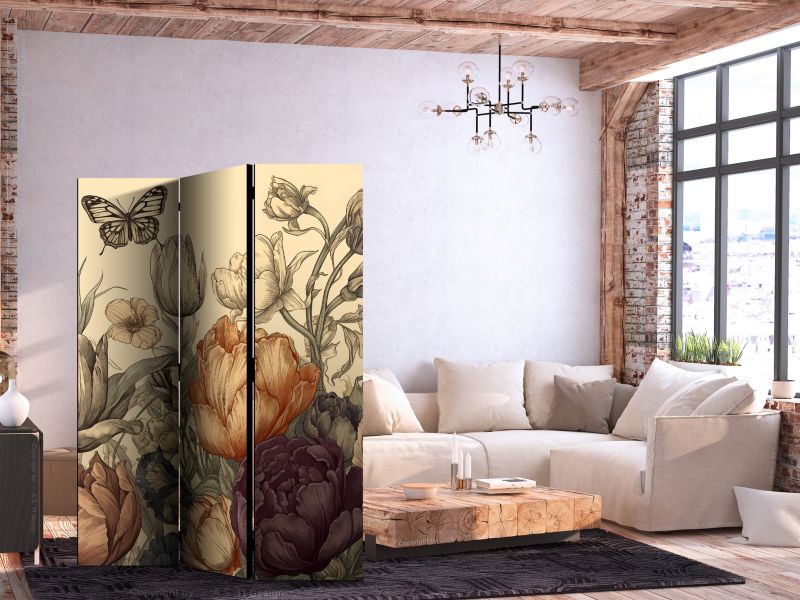Parawan dwustronny Artgeist Kwiaty 135x172 cm Kwiaty 1 szt