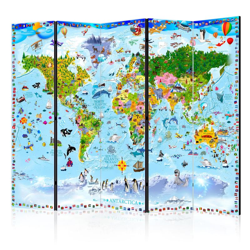 Parawan jednostronny Artgeist Mapy 225x172 cm Mapy 1 szt