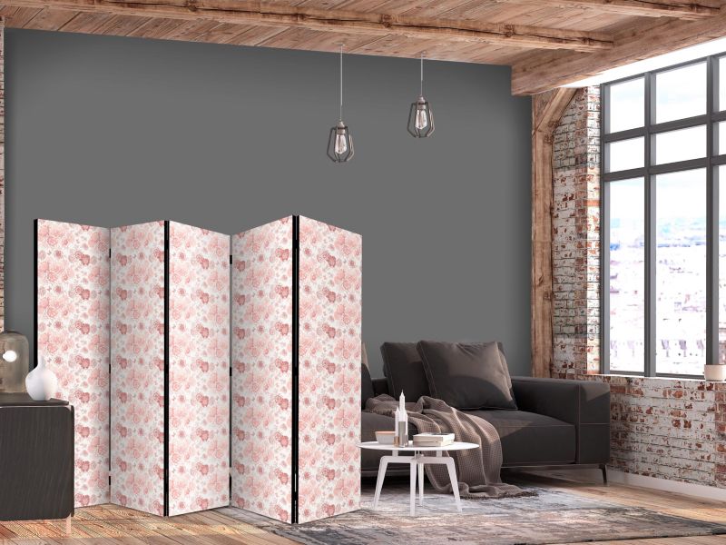 Parawan Muralo Dwustronny Różowe Kwiaty Wzory Florystyczne 225x172cm 1 szt.