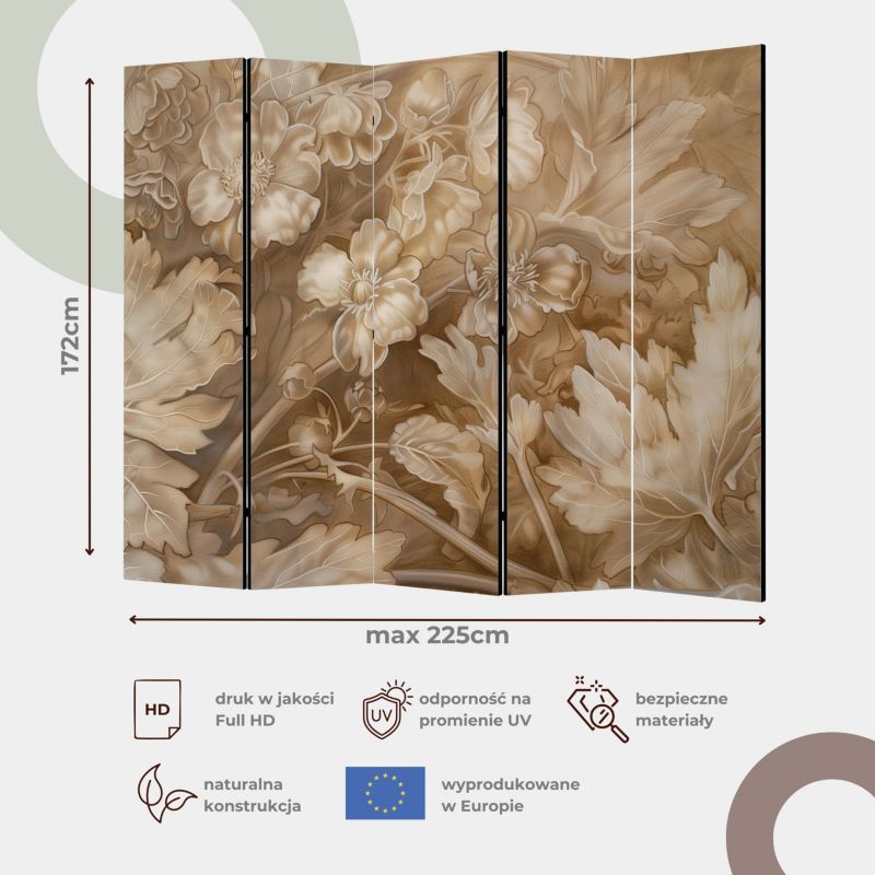 Parawan Muralo Dwustronny Słońce Wzór Abstrakcyjny Nocne Niebo 225x172cm 1 szt.