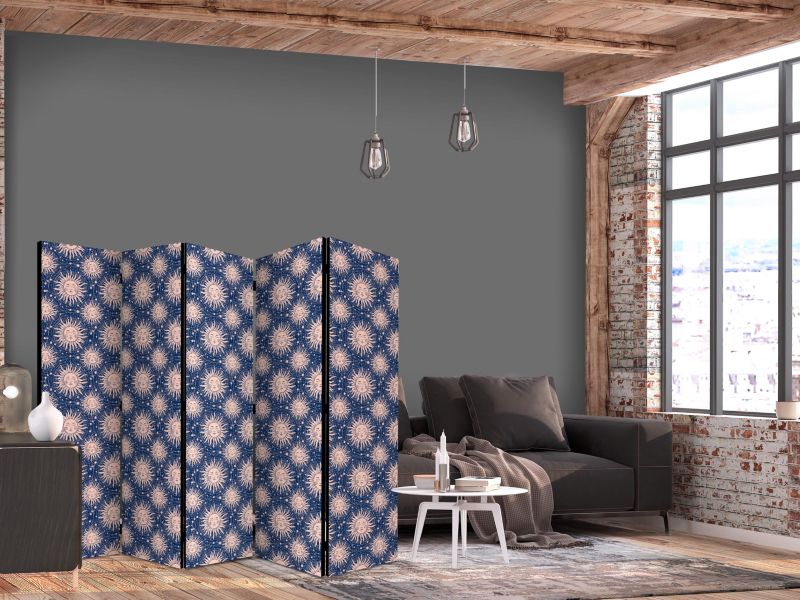 Parawan Muralo Dwustronny Słońce Wzór Abstrakcyjny Nocne Niebo 225x172cm 1 szt.