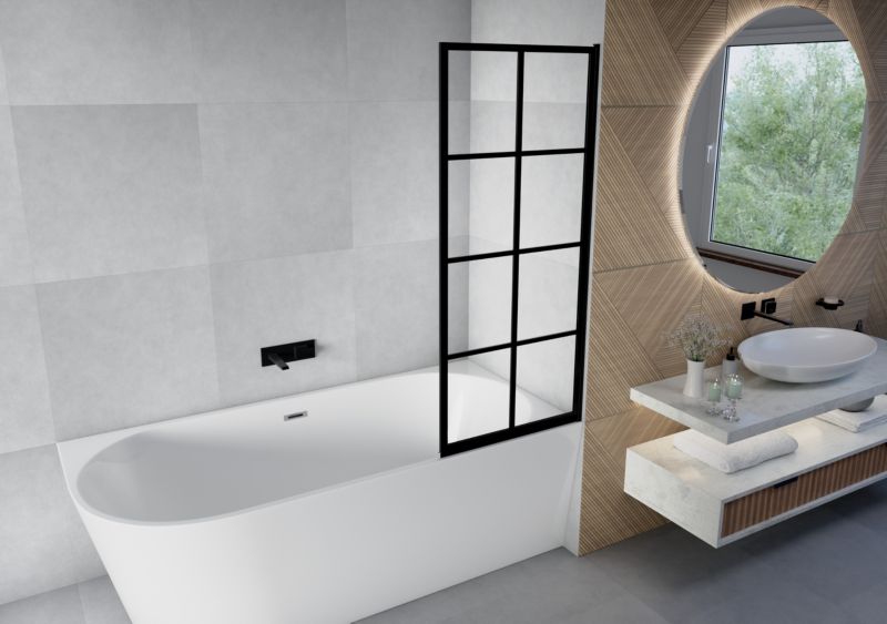 Parawan nawannowy 140x80 składany THIRA SEVANTE czarny 1 szt.
