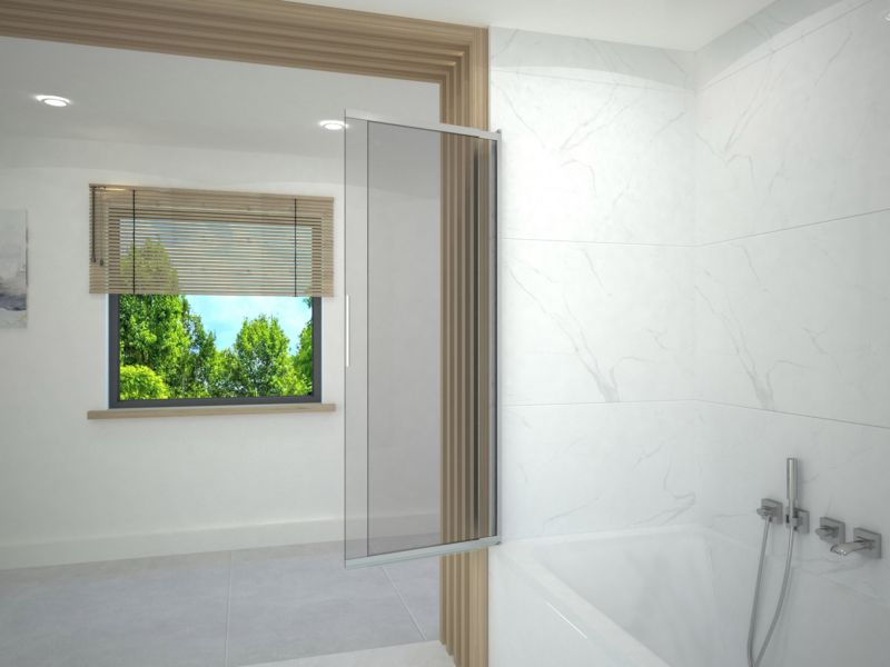 Parawan nawannowy 150x100 dwuczęściowy przesuwny MITIS SEVANTE chrom 1 szt.