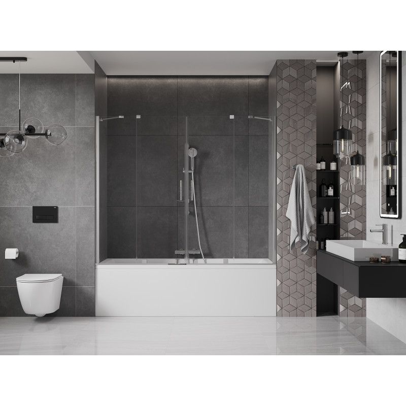 Parawan nawannowy 2-skrzydłowy Mexen Velar chrom transparent 170x150 cm 1 szt.
