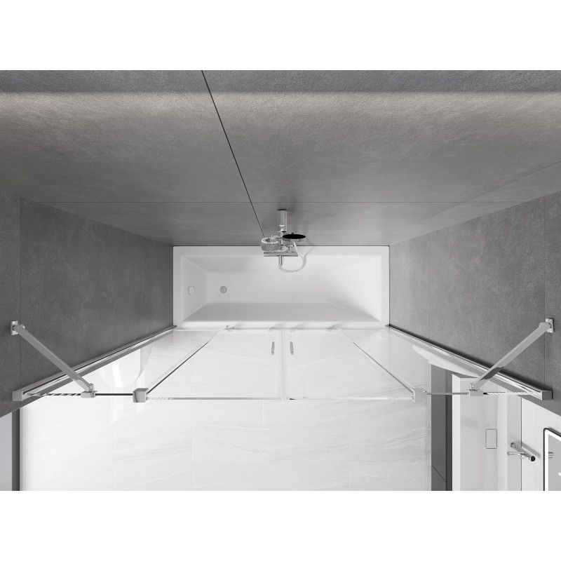 Parawan nawannowy 2-skrzydłowy Mexen Velar chrom transparent 170x150 cm 1 szt.