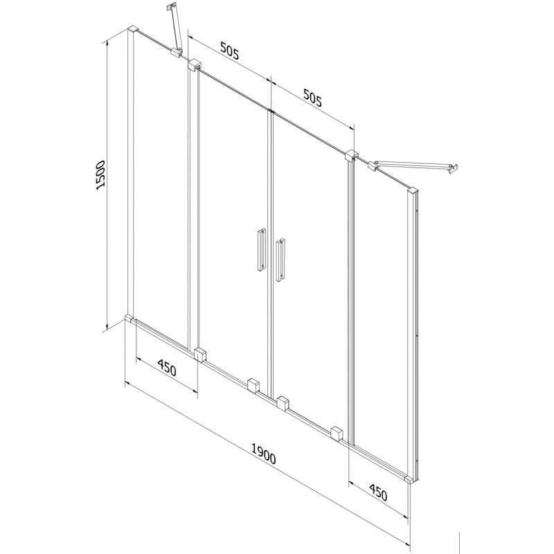 Parawan nawannowy 2-skrzydłowy Mexen Velar grafit 190x150 cm  896-190-000-42-01 1 szt.