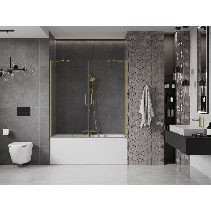 Parawan nawannowy 2-skrzydłowy Mexen Velar transparent złoty szczotkowany 140x150 cm 1 szt.