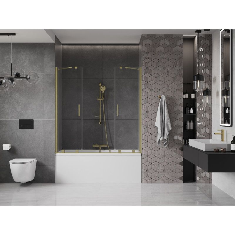 Parawan nawannowy 2-skrzydłowy Mexen Velar transparent złoty szczotkowany 140x150 cm 1 szt.