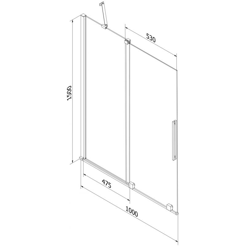 Parawan nawannowy 2-skrzydłowy rozsuwany Mexen Velar 100 x 150 cm szron biały 1 szt.