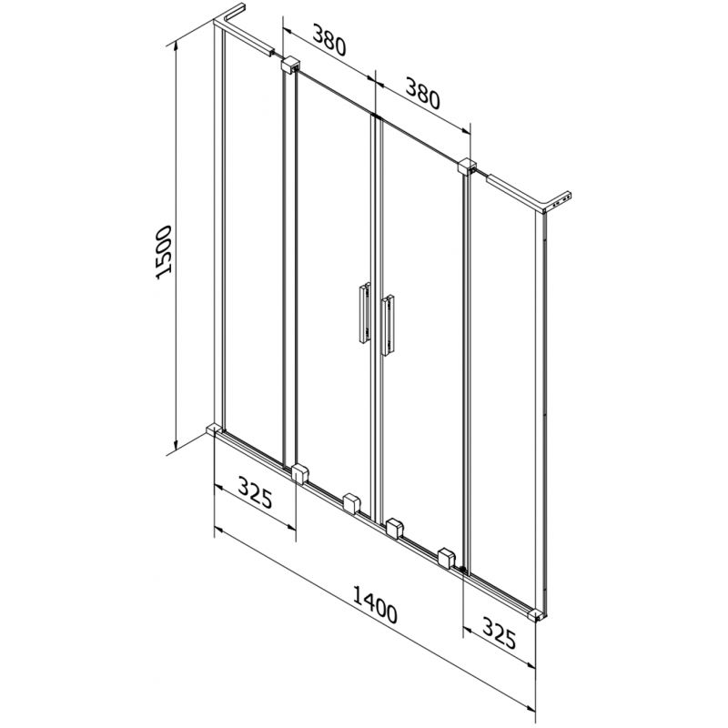 Parawan nawannowy 2-skrzydłowy rozsuwany Mexen Velar L Duo 140 x 150 cm transparent biały 1 szt.